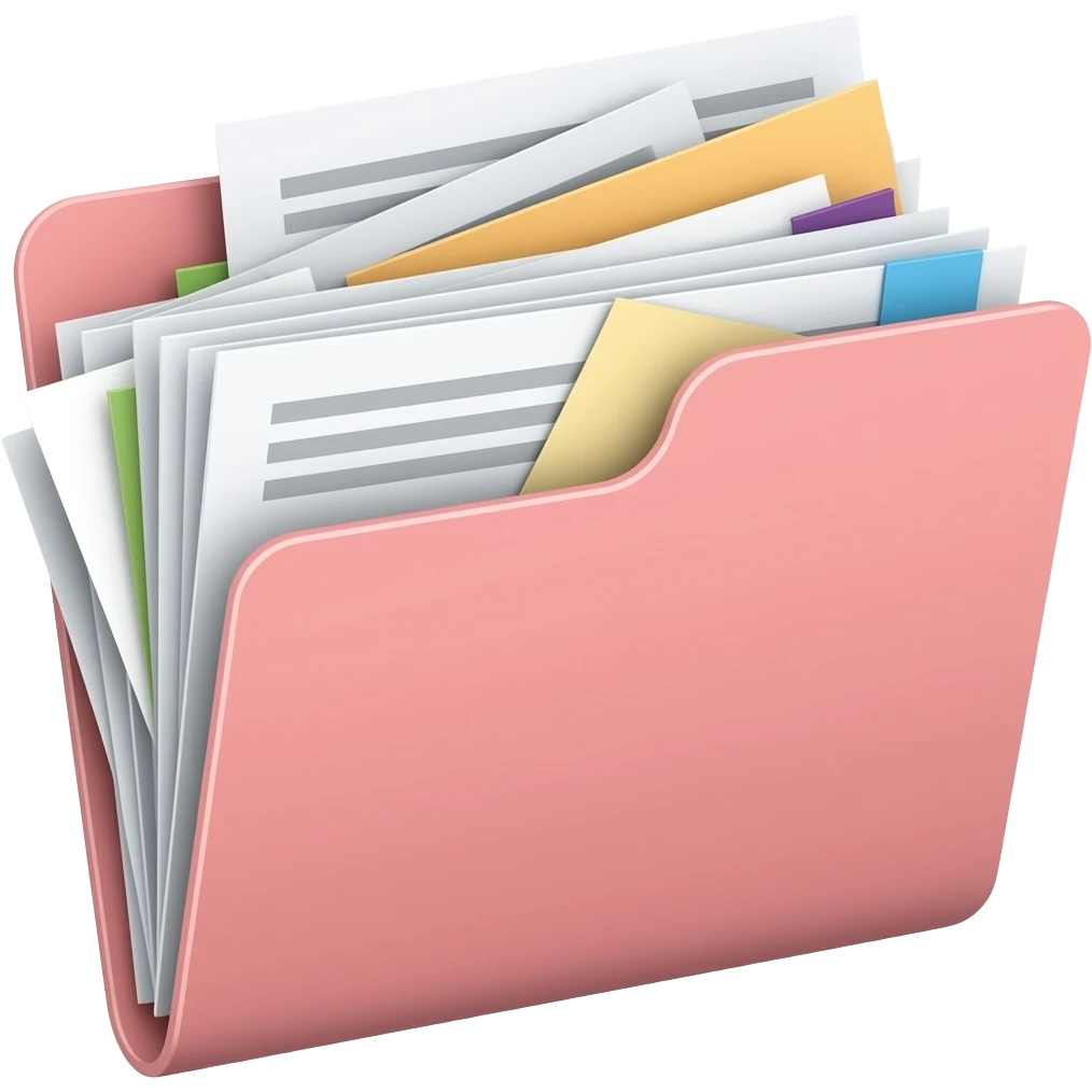 junk files pale pink folder and many documents emoji