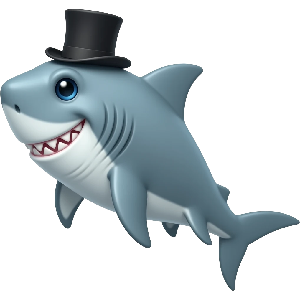Shark with a top hat emoji