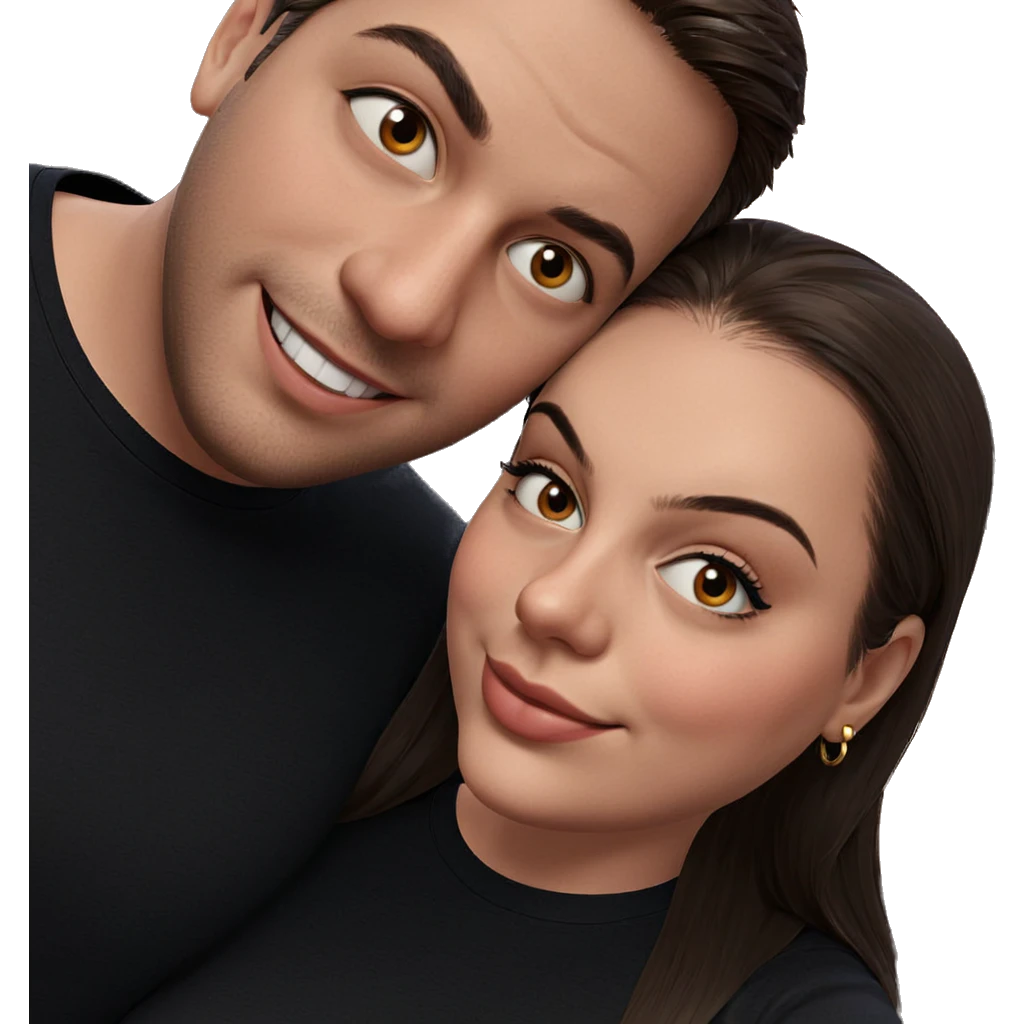 smiling couple in casual wear emoji