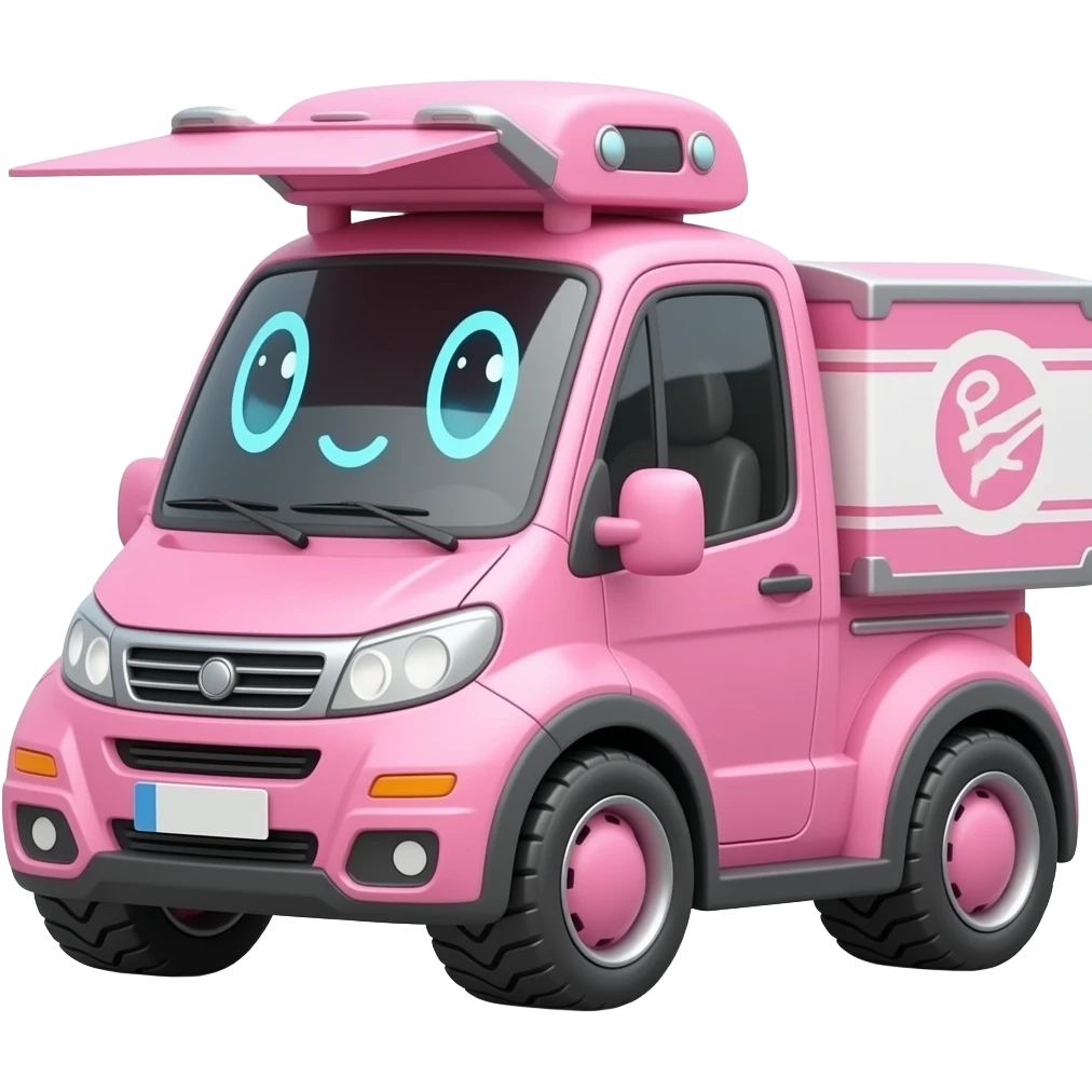 Cute pink fluffy delivery robot emoji