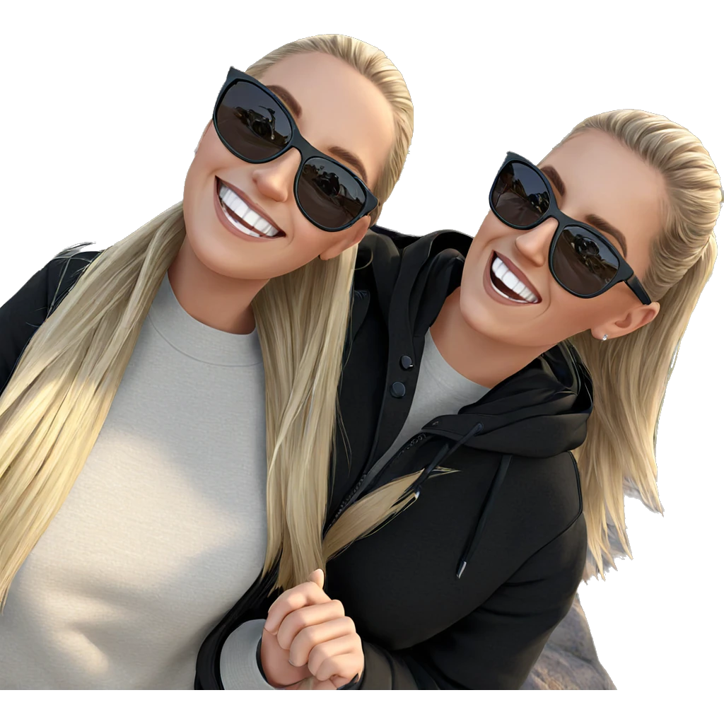 smiling blonde girl outdoors selfie emoji