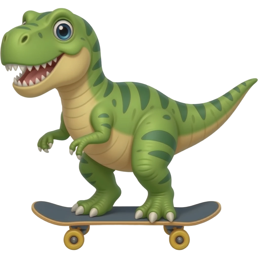 Dinosaur on a skateboard emoji