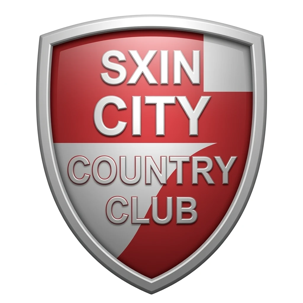 Skin city country club, shield, silver, and red emoji