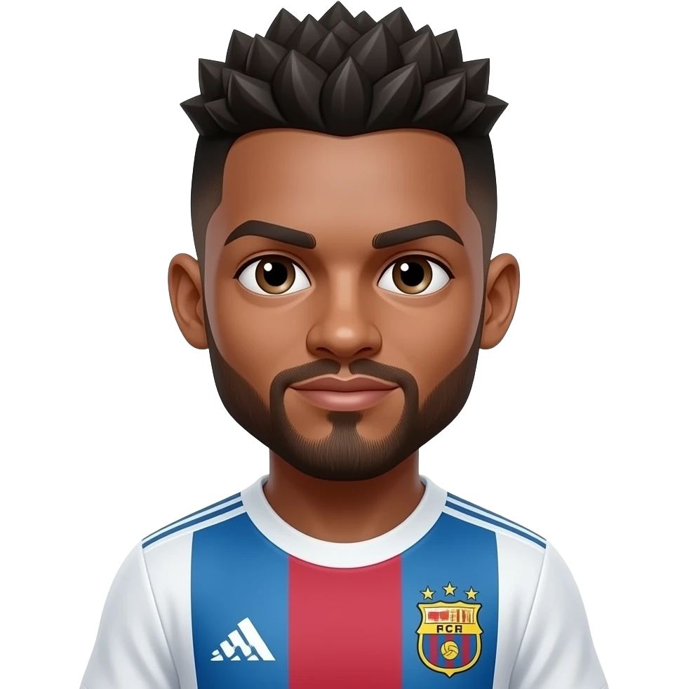 A black man with Messi hair and a Ronaldo top emoji