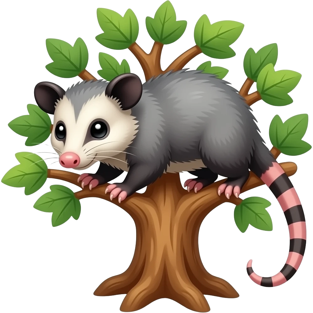 A cartoon opossum in a tree emoji