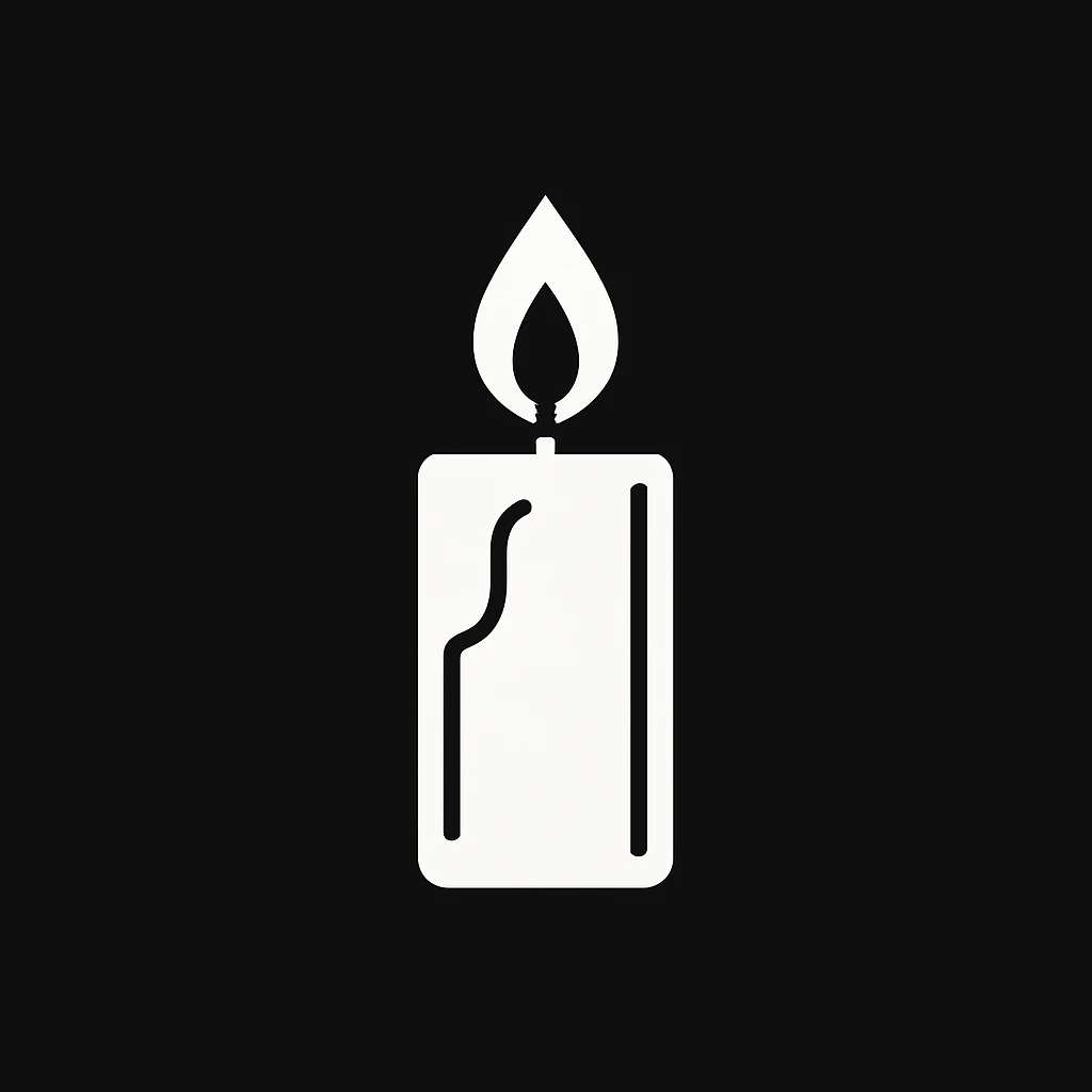 white Vector minimalistic and elegant icon of candle shape, black solid background emoji