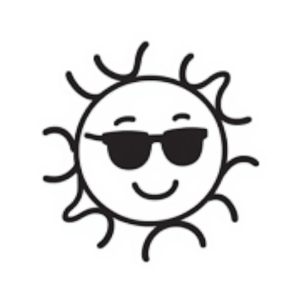 hand-drawn doodle of a smiling sun with rays emoji