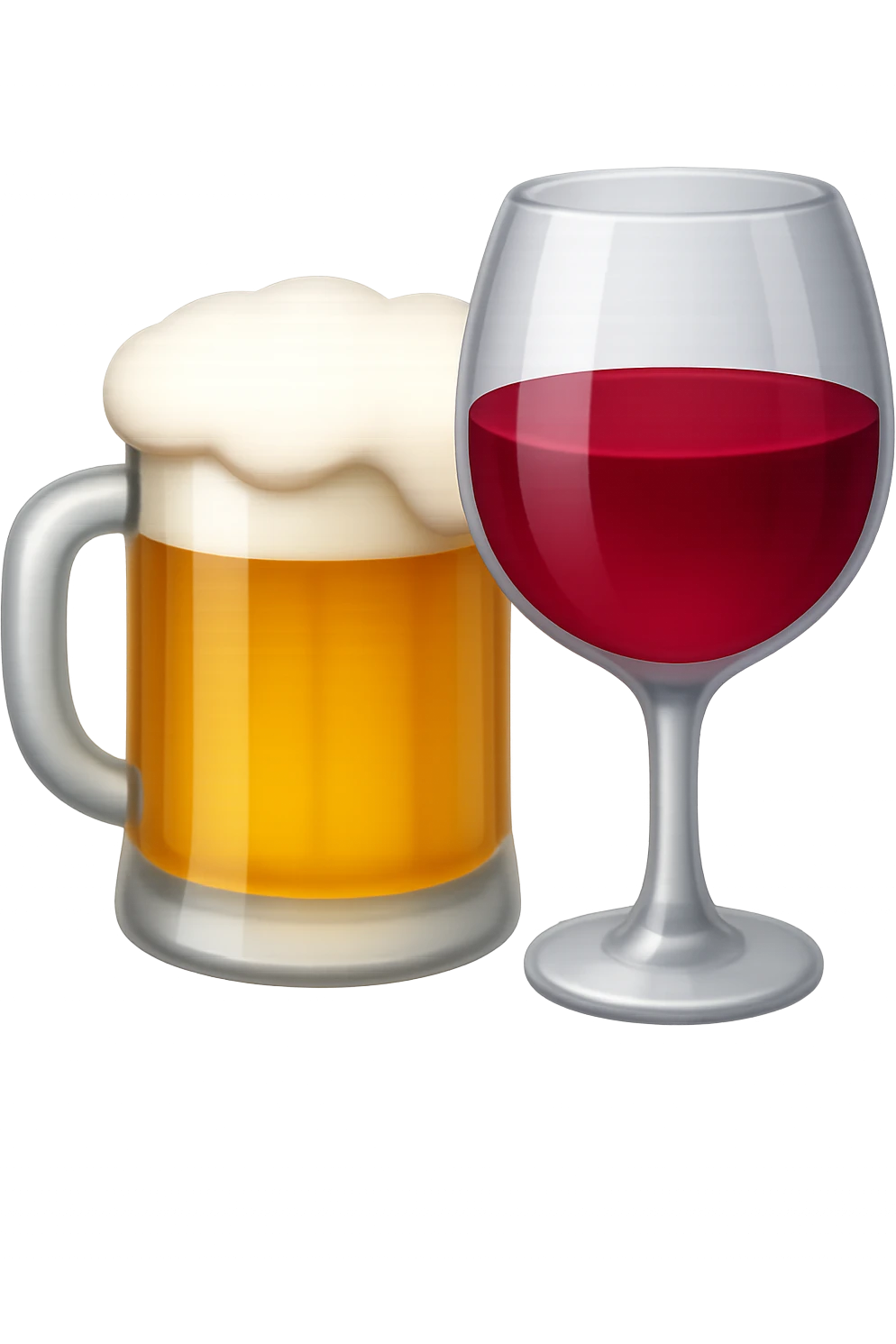 emoji 3d stile iphone che rappresenta un boccale di birra e un calice di vino rosso 3d emoji