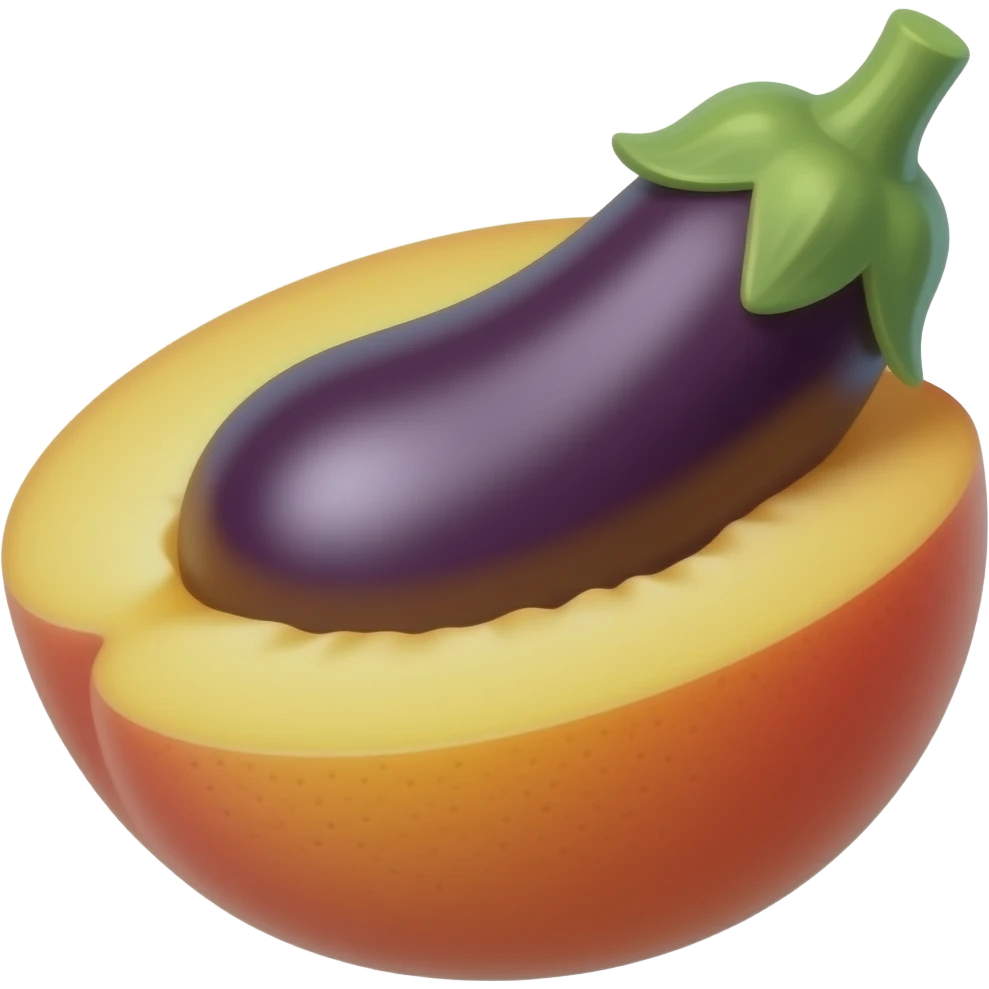 Eggplant in peach emoji
