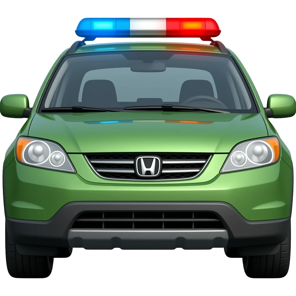 azme un coche honda cr-v 2010 de color verde y col sirena de policia emoji