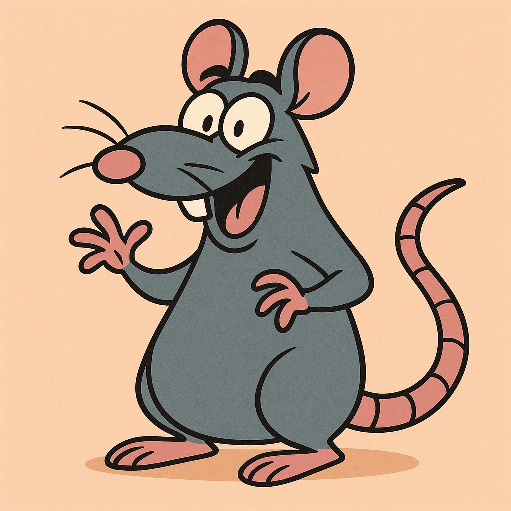 playful cartoon rat with simple background emoji