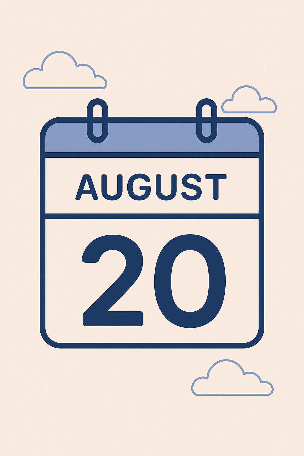 minimalist calendar block, date August 20, clean design emoji