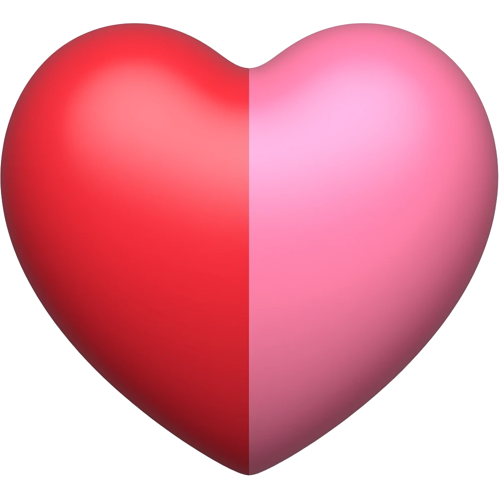 Half red half pink heart emoji emoji