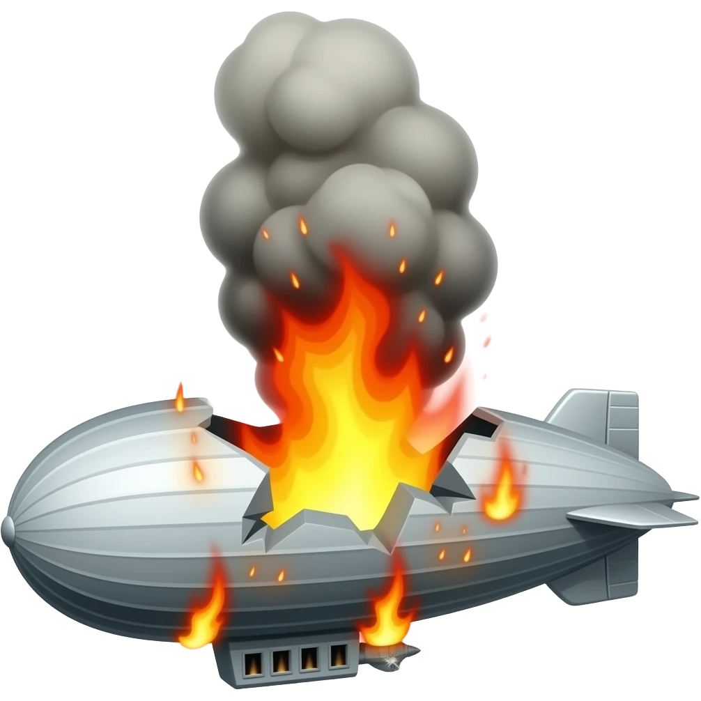 cinematic realistic scene of a german zeppelin 'hindenburg' burning emoji