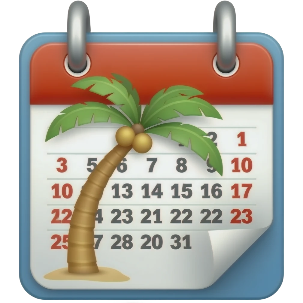 달력안에 야자수가 들어간 이모지 emoji