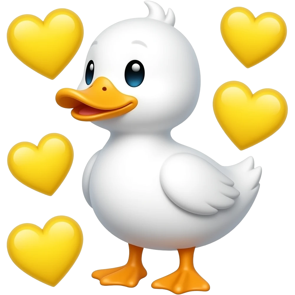 Yellow hearts and duck emoji