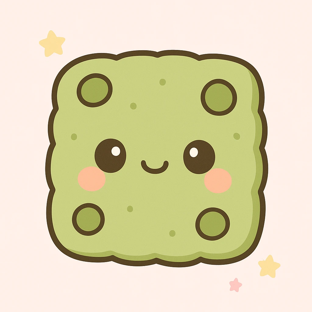 a matcha cookie, kawaii cartoon style emoji