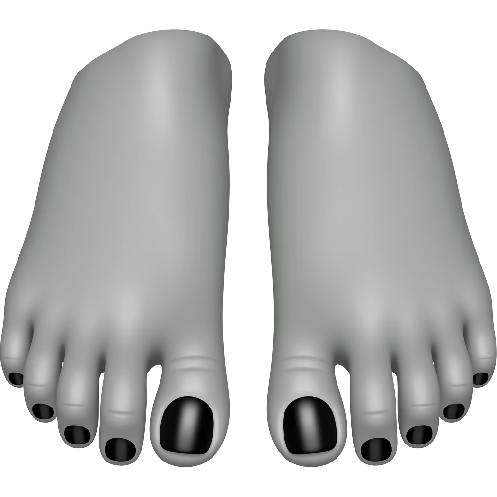Gray detailed feet with black toenails emoji