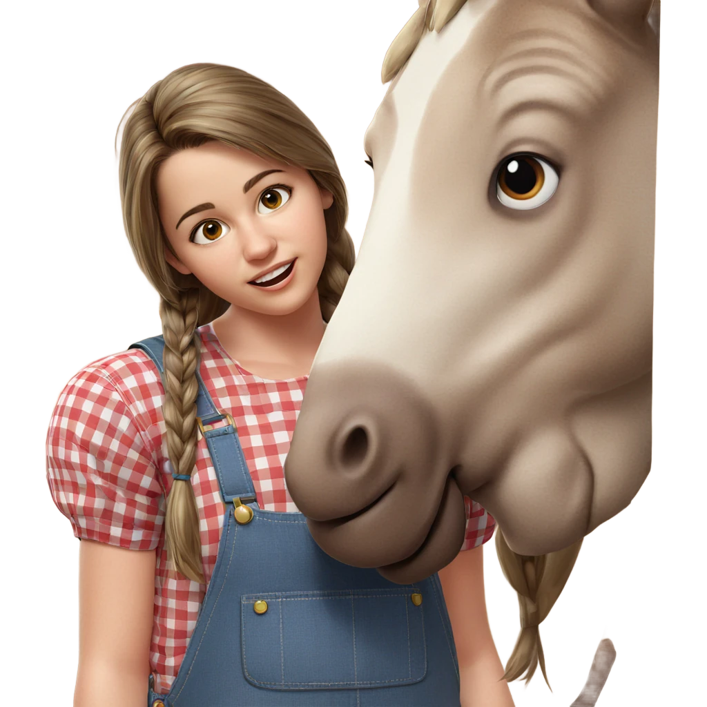 girl in plaid overalls emoji