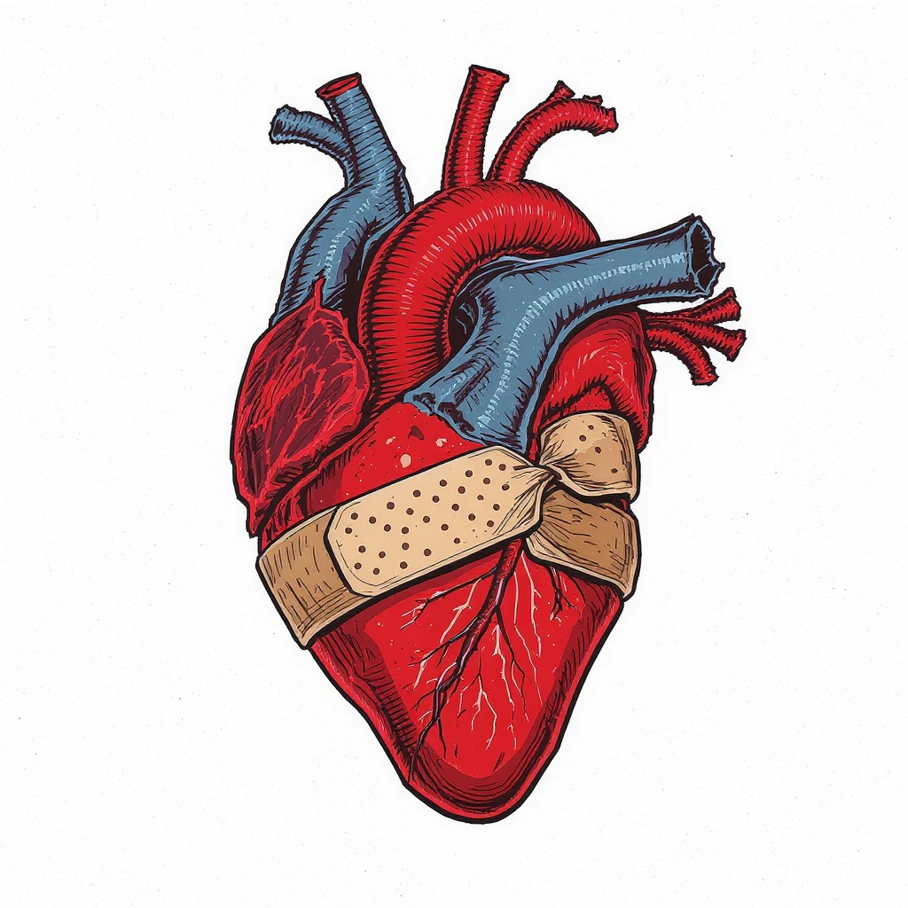 emo heart with a bandage emoji