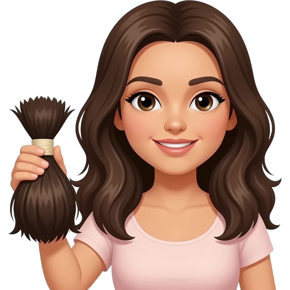 Woman with hair bundle in hand emoji