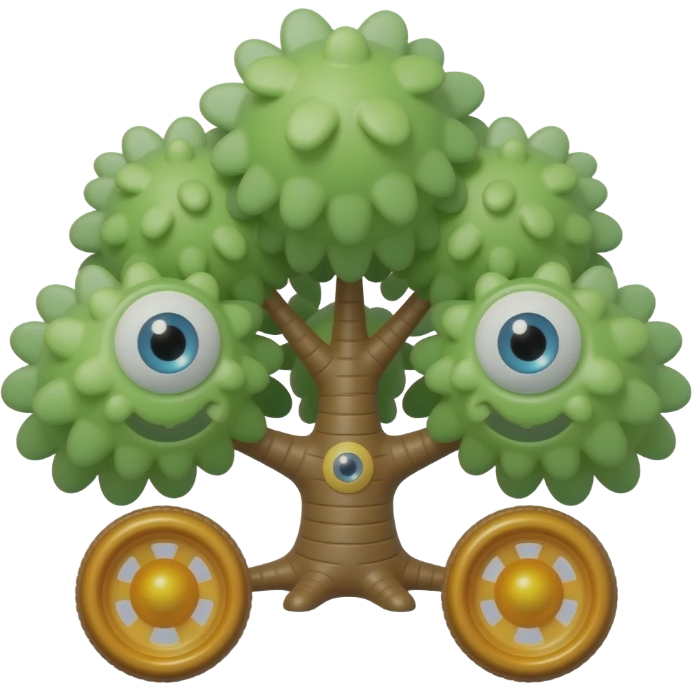 Mechanical Tree Shaker With Body Color Is Green And Amber With Wheels Color Is Amber emoji
