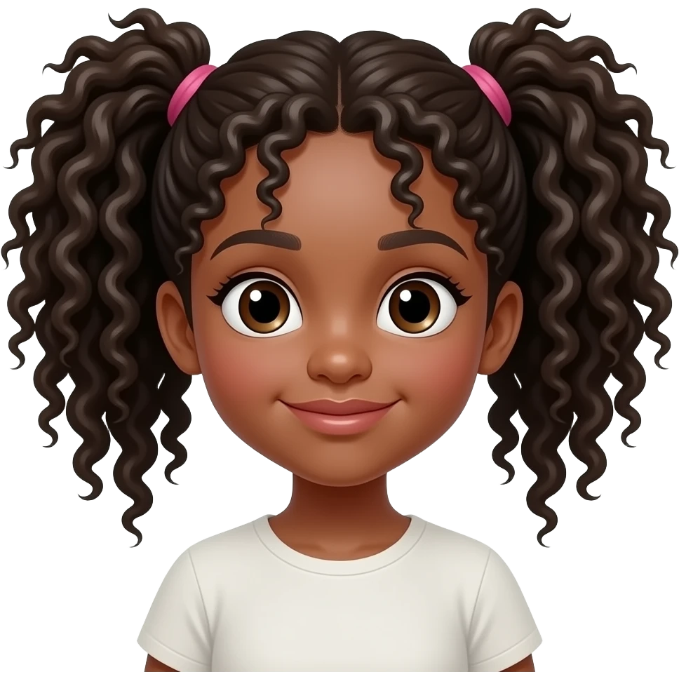 girl with two pony tails afro hairs emoji