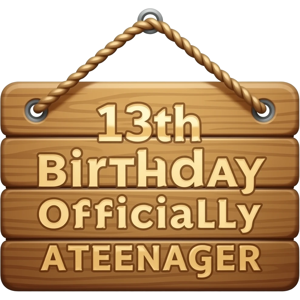 13TH BIRTHDAY  OFFICALLY A TEENAGER SIGN emoji