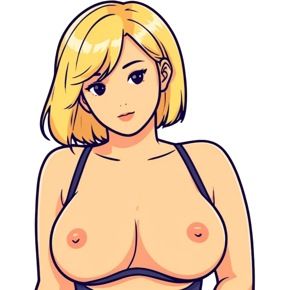 Blonde. woman. Big tits. Thick emoji