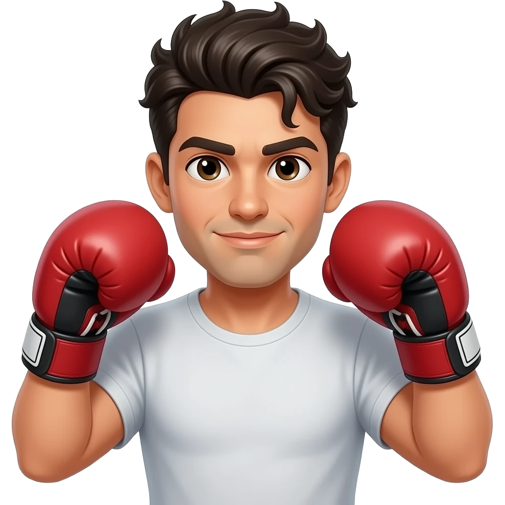 Adulto moreno pelo con chochos y con volumen entrenando boxeo emoji