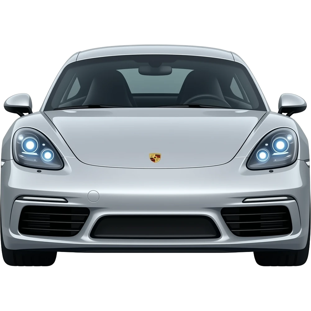 Car Porsche cayman 718 gts silver with blue headlights emoji