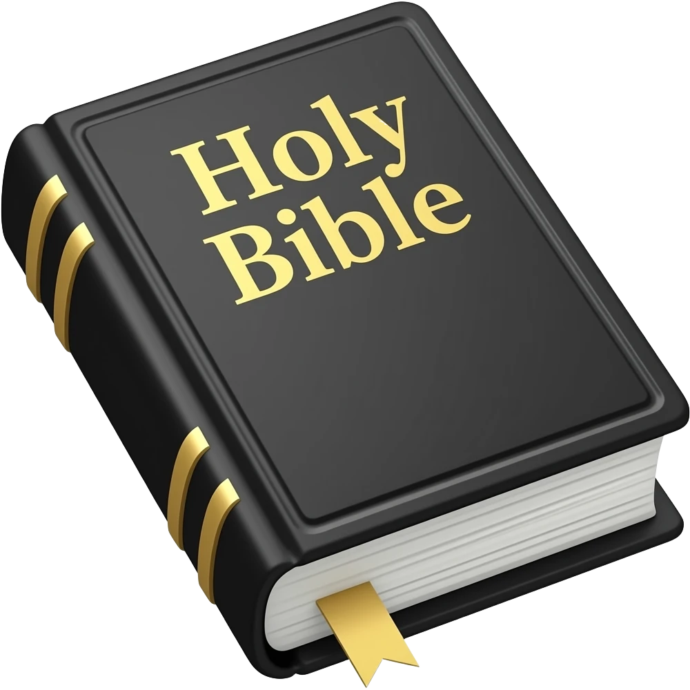 black bible with gold letters on top saying "Holy Bible" golden tags on side emoji