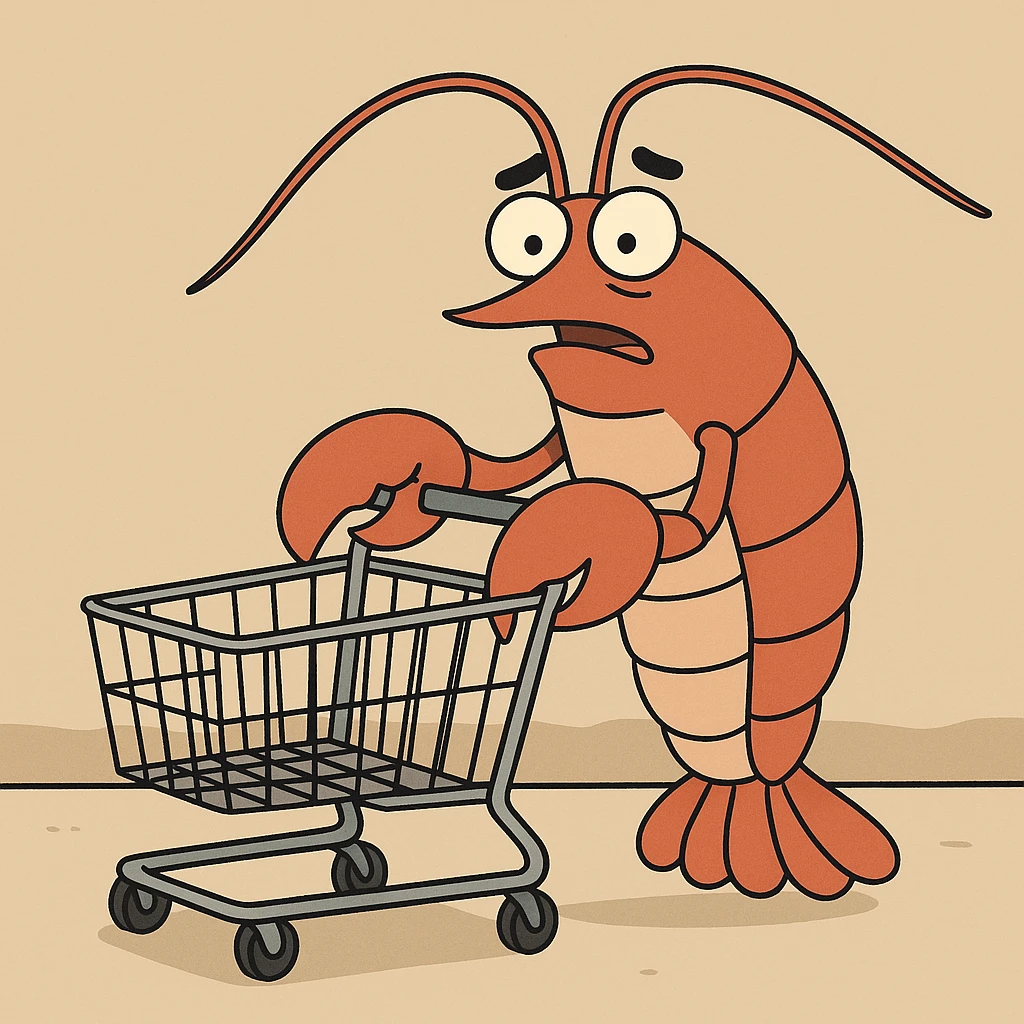 lobster pushing a shopping cart emoji