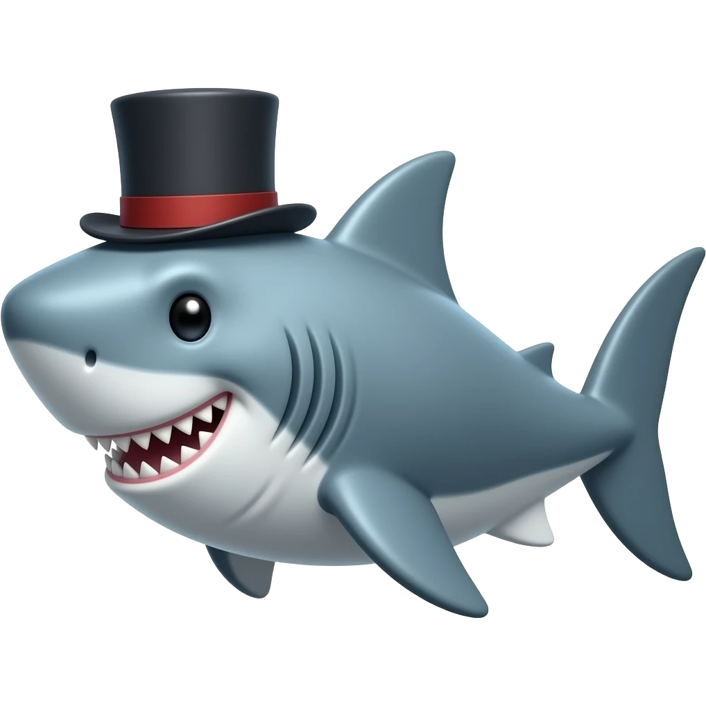 Shark with a top hat emoji