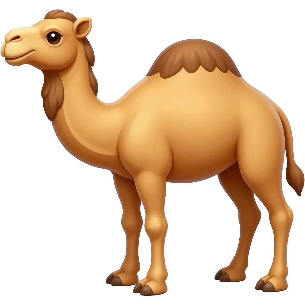 Camel,centered, no background, glossy, vibrant, mobile game asset emoji