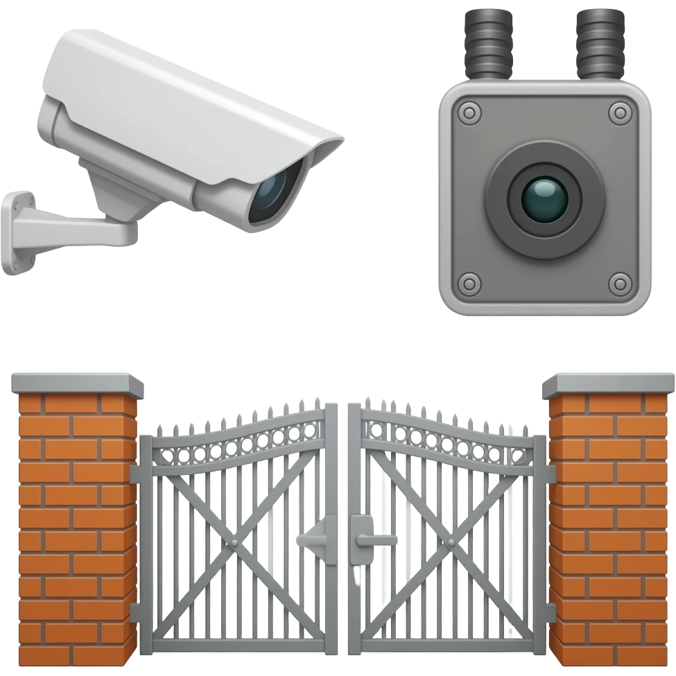 collage of security camera and gate motor emoji