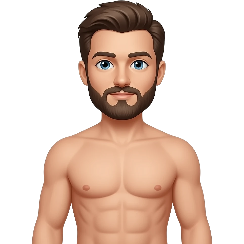 Un homme avec  barbe les cheveux marron peau blanche et avec des abdos sur le corps emoji