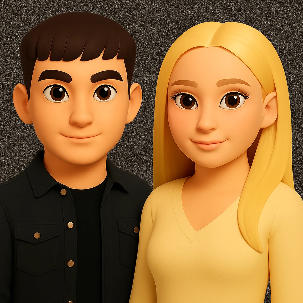 Keep the image unchanged except slightly spread the people apart from each other. Preserve the original style and background as is. emoji
