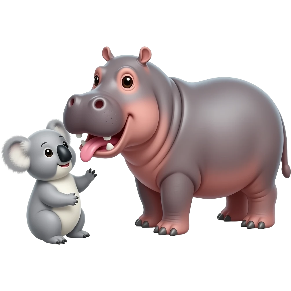 Hippo spitting on koala emoji
