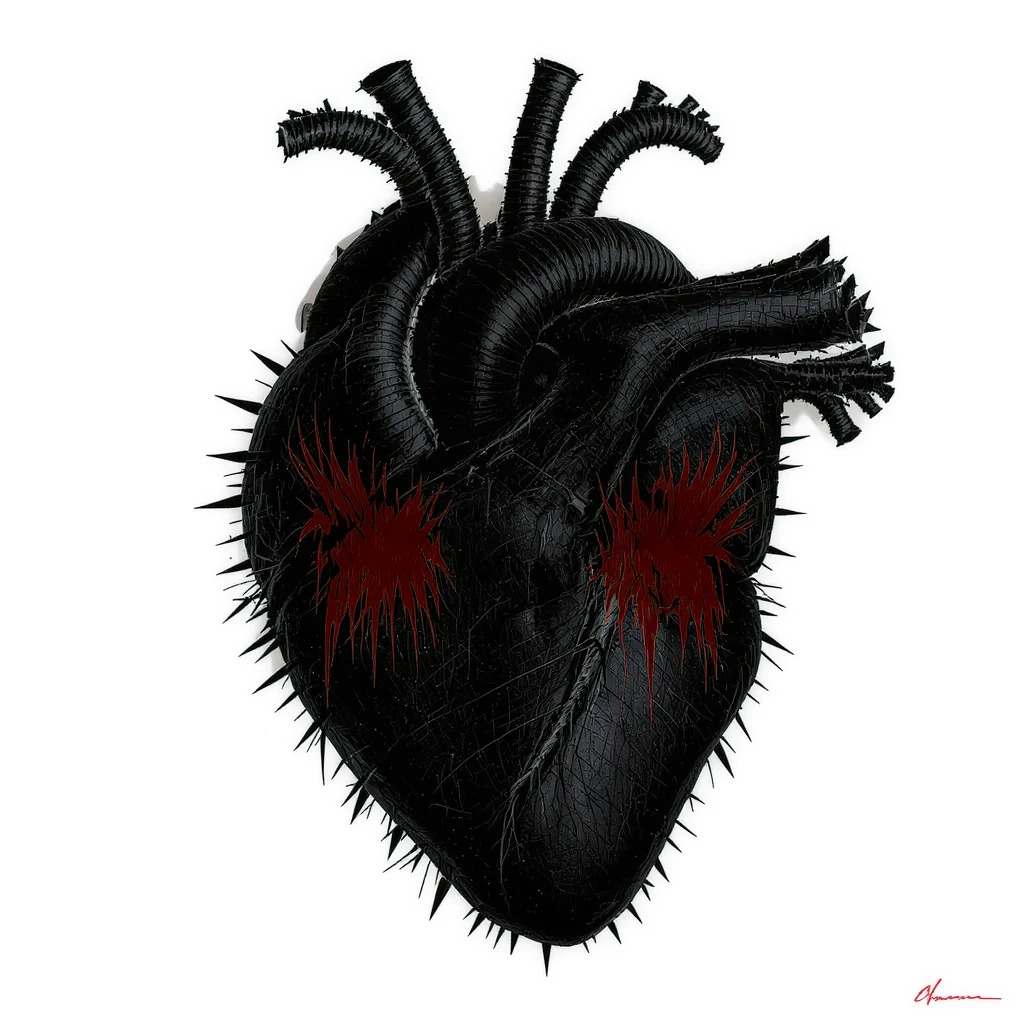 emo heart with a spiked outline emoji