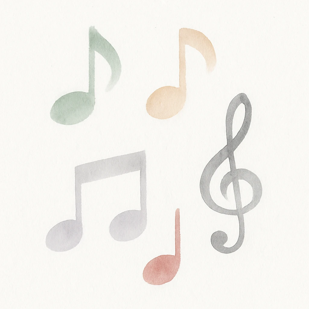 soft colored watercolor music notes emoji