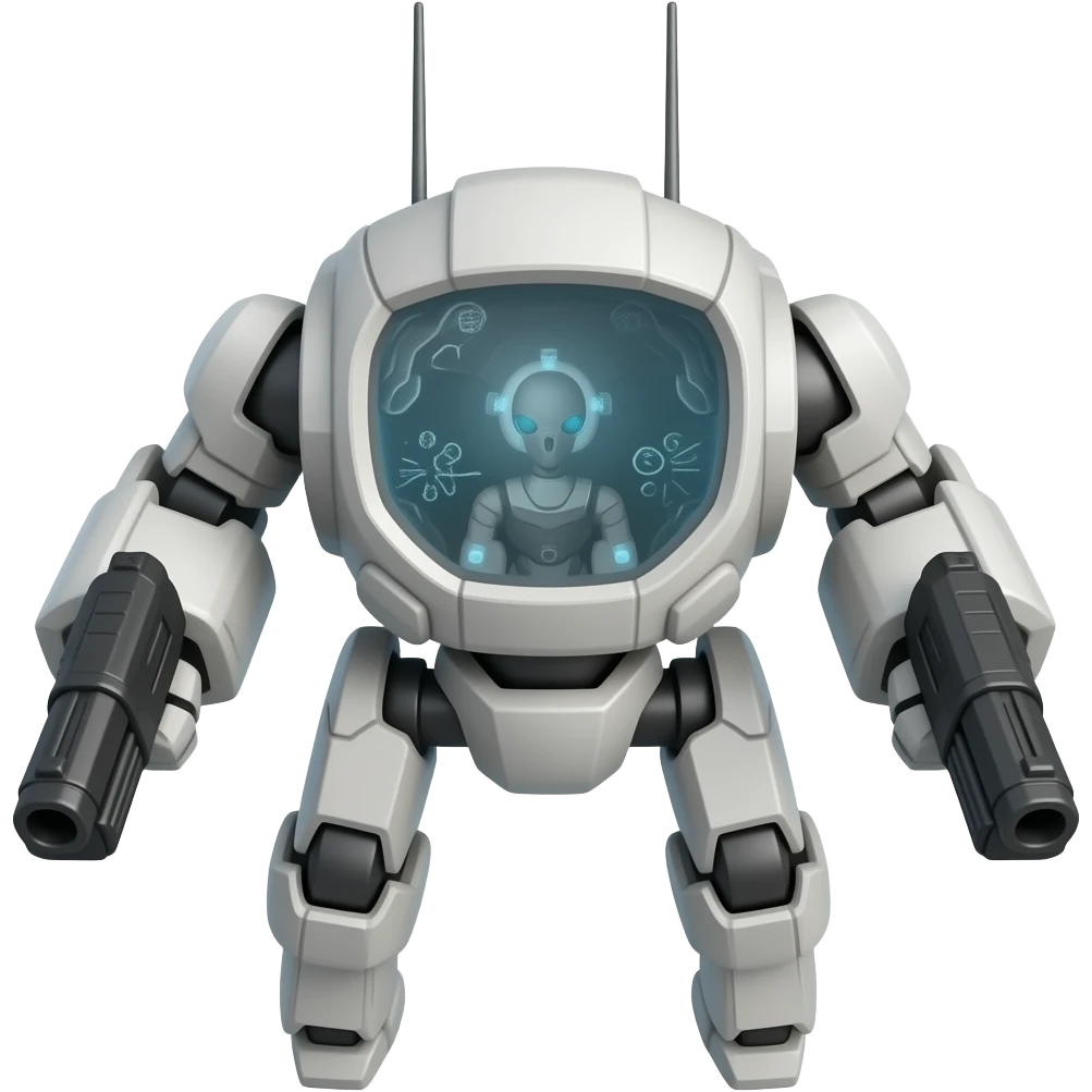 Simply scifi flying robot with guns emoji