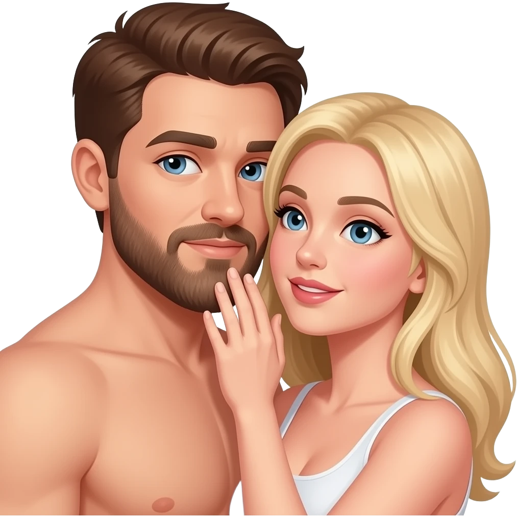 Naked man with brown hair and beard fucks The naked dirty blonde haired woman emoji