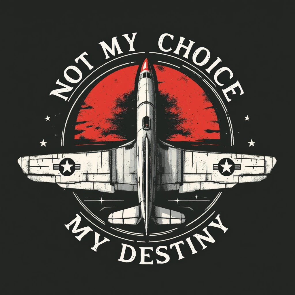 a retro military pinup fuselage decoration for the motto " not my choice, simply my destiny " emoji