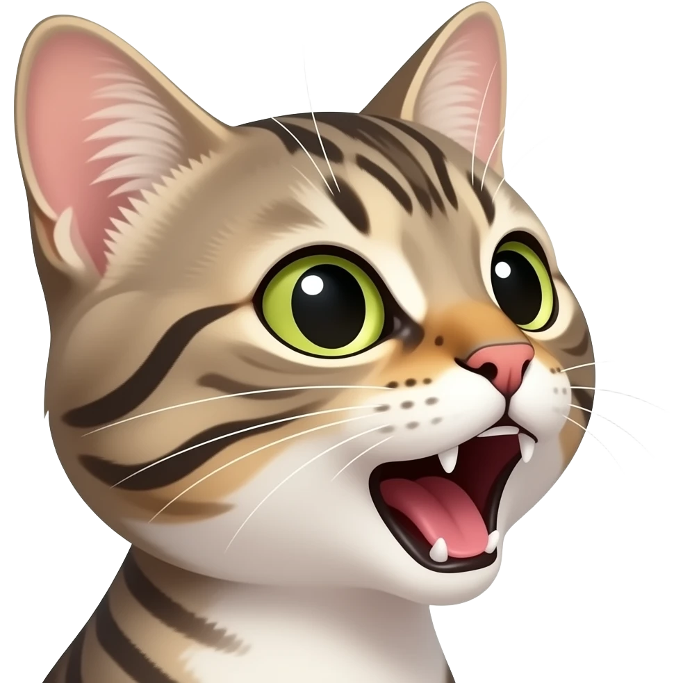 Um gato de boca aberta olhando para o lado emoji