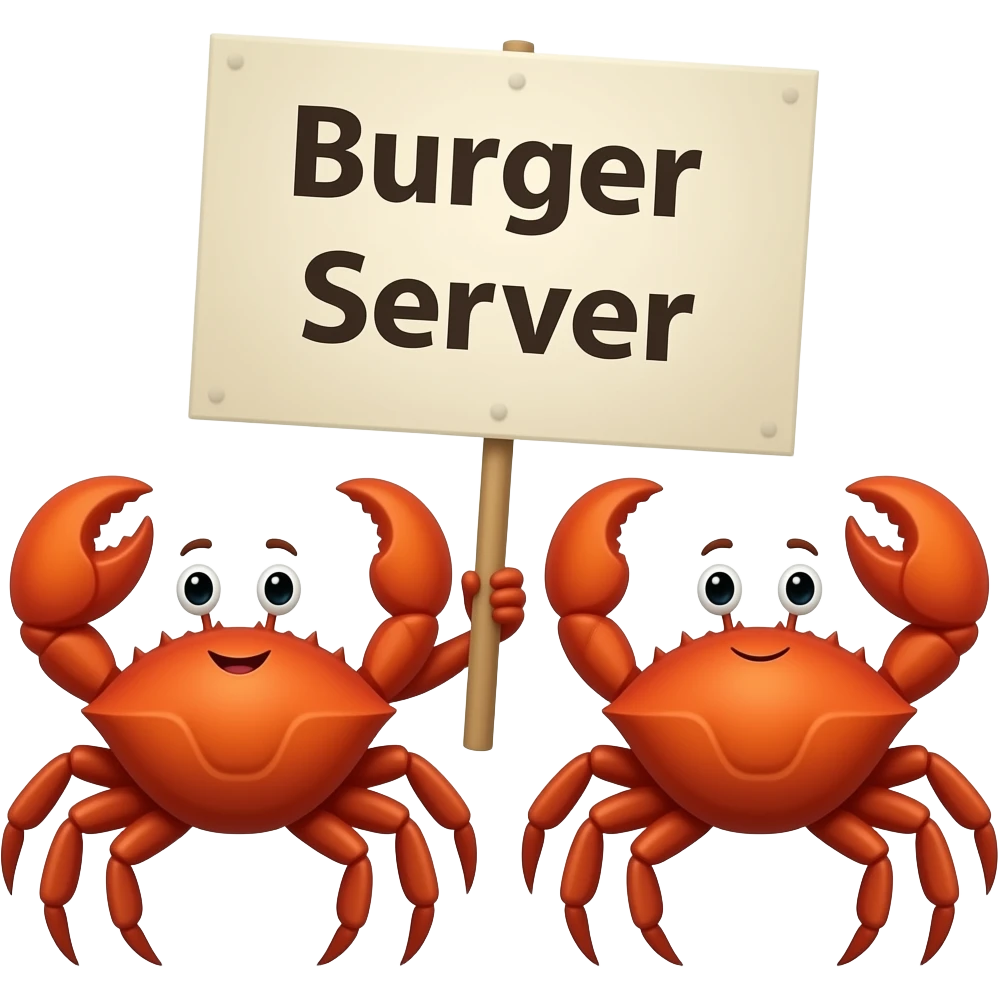 Crabs holding a sign saying Burger Server emoji