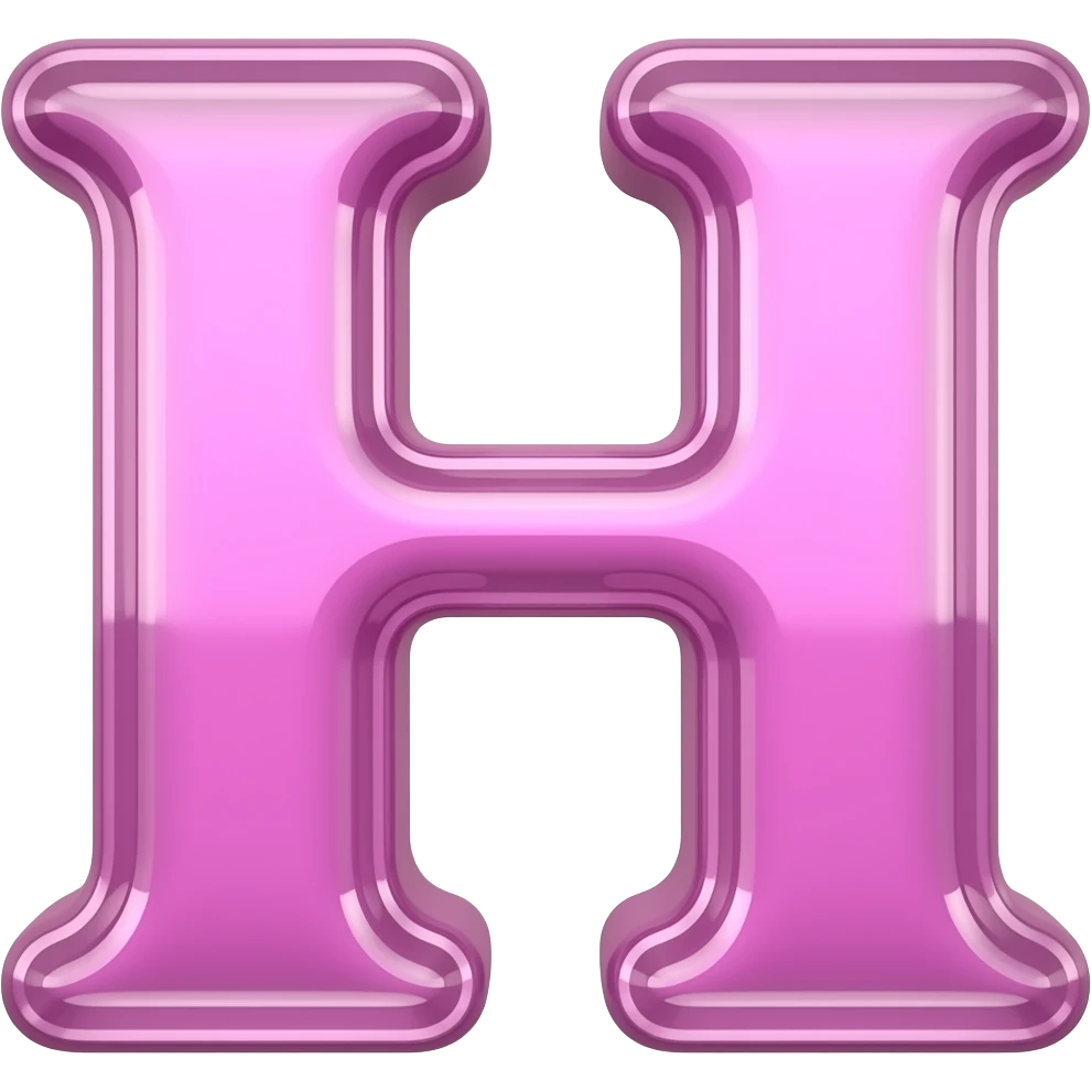 letter H made of pink glass looking gramour emoji