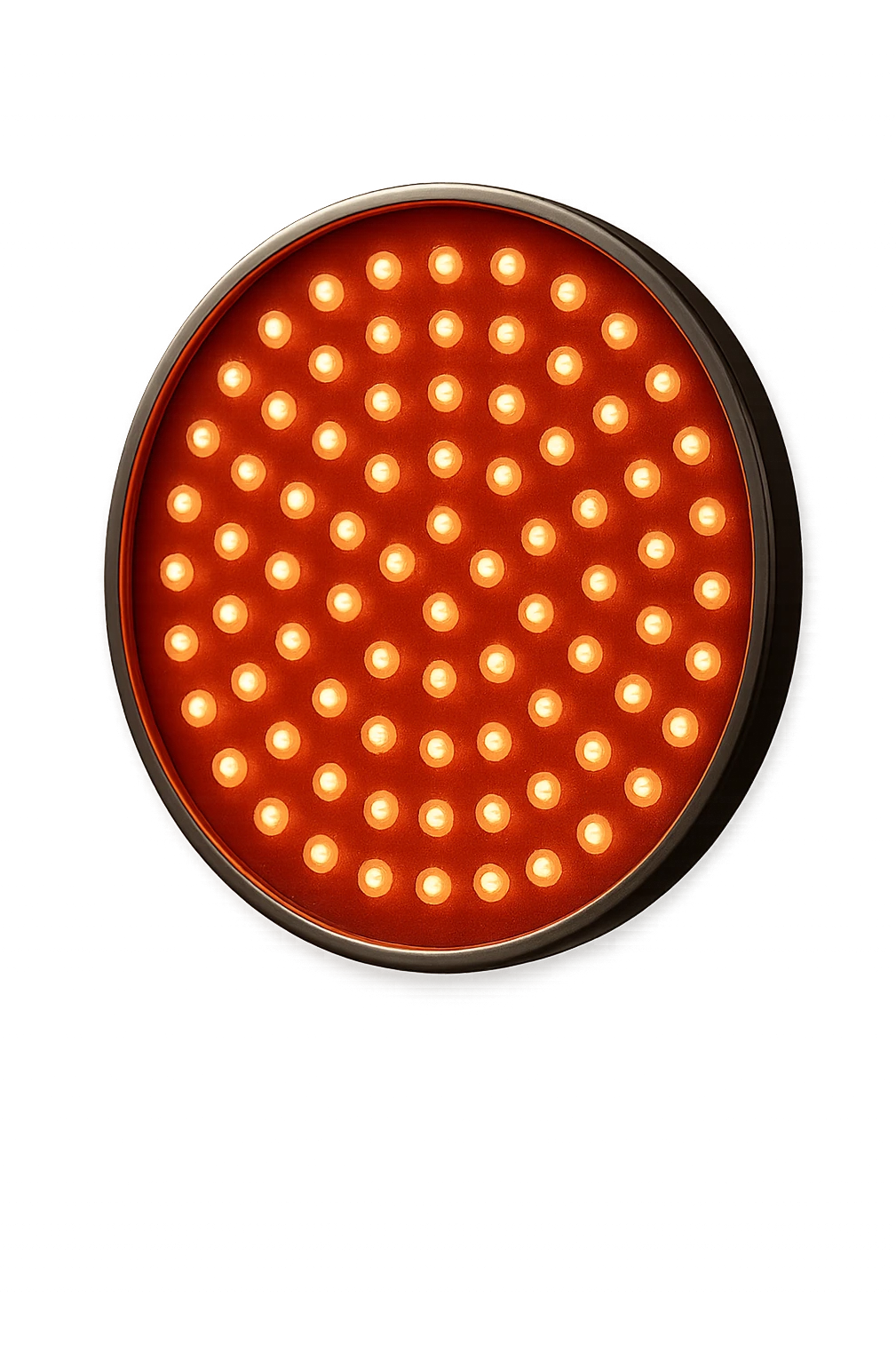 luce rossa led rotonda fluttua in aria, iperrealistica 4k emoji