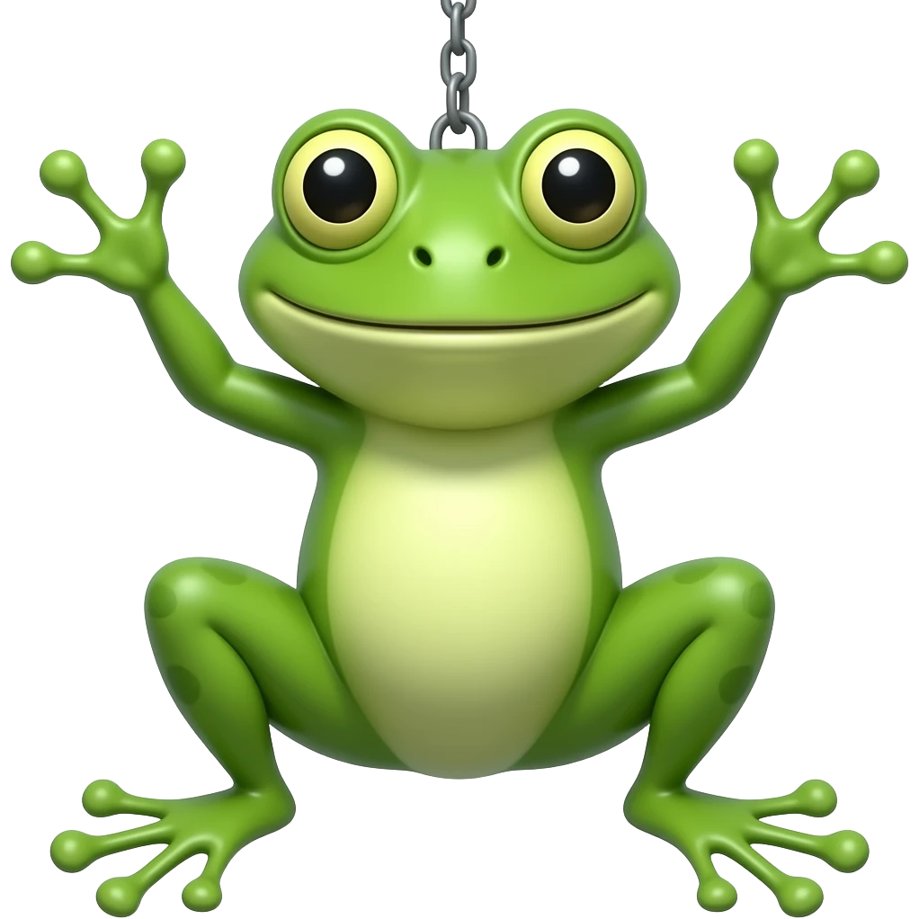 Hanging fluorescent croak emoji