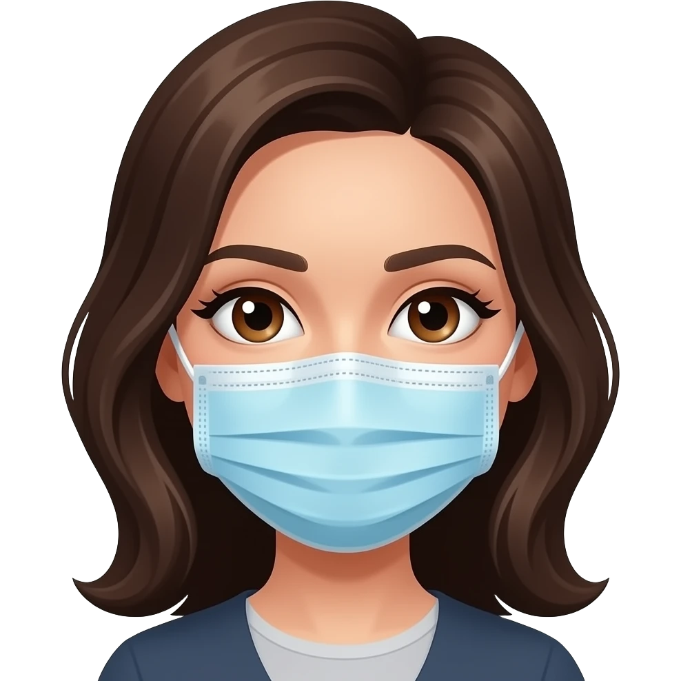 Mujer de tes morena , ojos cafes , cejas y pestañas con pasamontañas emoji